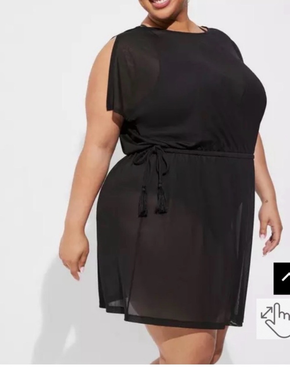 Torrid Black short Mesh Drawstring Swim coverup Dress Size 5x (28)